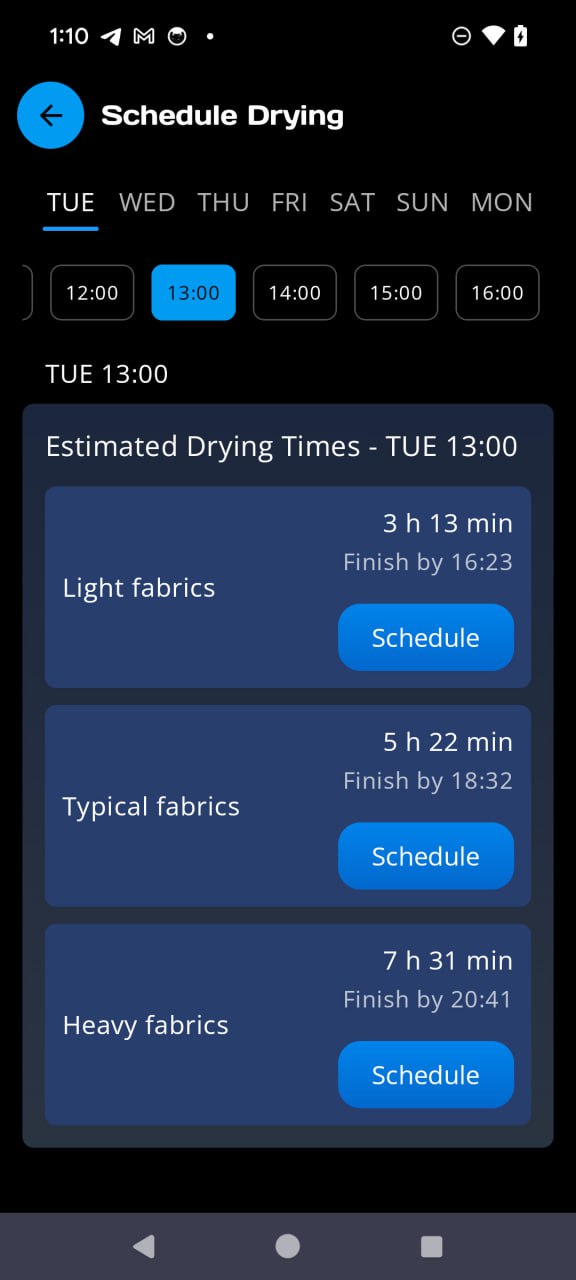 1w Schedule Drying